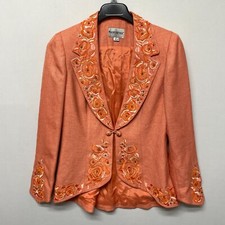 Vintage John Meyer of Norwich Women Blazer Jacket Size 10 Embroidered B346 -25