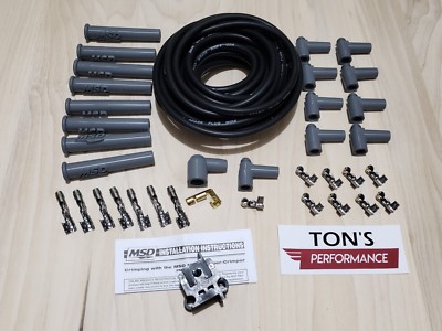 Universal MSD Super Conductor 8.5mm Spark Plug Wire HEI Multi angle Full Kit BK