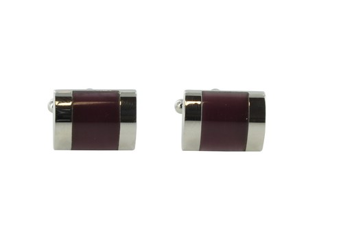 Michelsons of London Silver Purple Rectangle Cufflinks - Picture 2 of 3