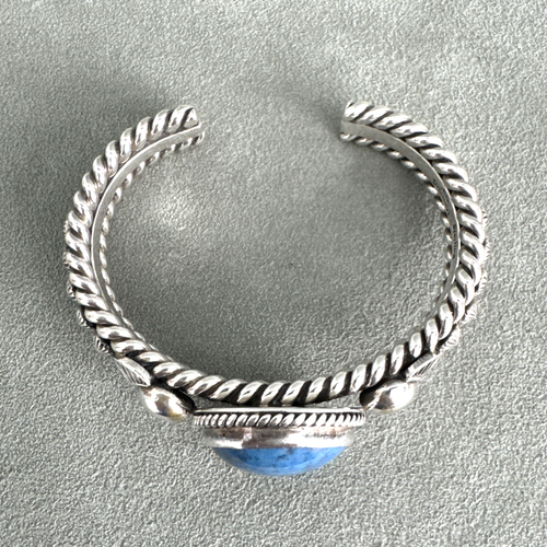 Pulsera Artie Yellowhorse Lapislázuli Plata de Ley Gotas de Lluvia Grandes Estrellas Navajo - Imagen 8 de 15