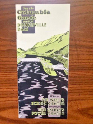 RARE 1938 Columbia Gorge & Bonneville Dam Brochure: Maps, Photos, Stats MINT!