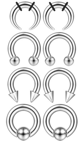 Surgical Steel Septum Stretching Kit - 14G Septum Rings Pincher Tapers Gauge ...