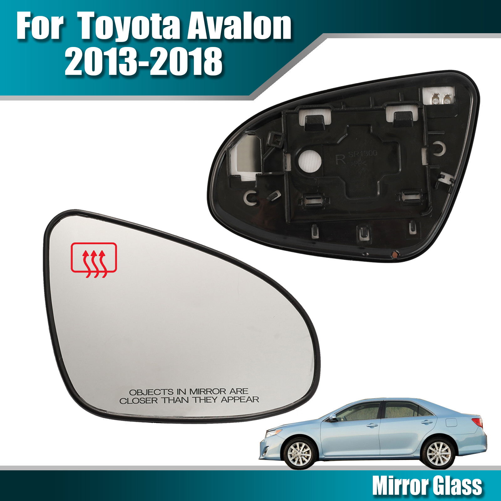 2012-2017 Toyota Camry & 2013-2018 Avalon White Heated Right Mirror Glass