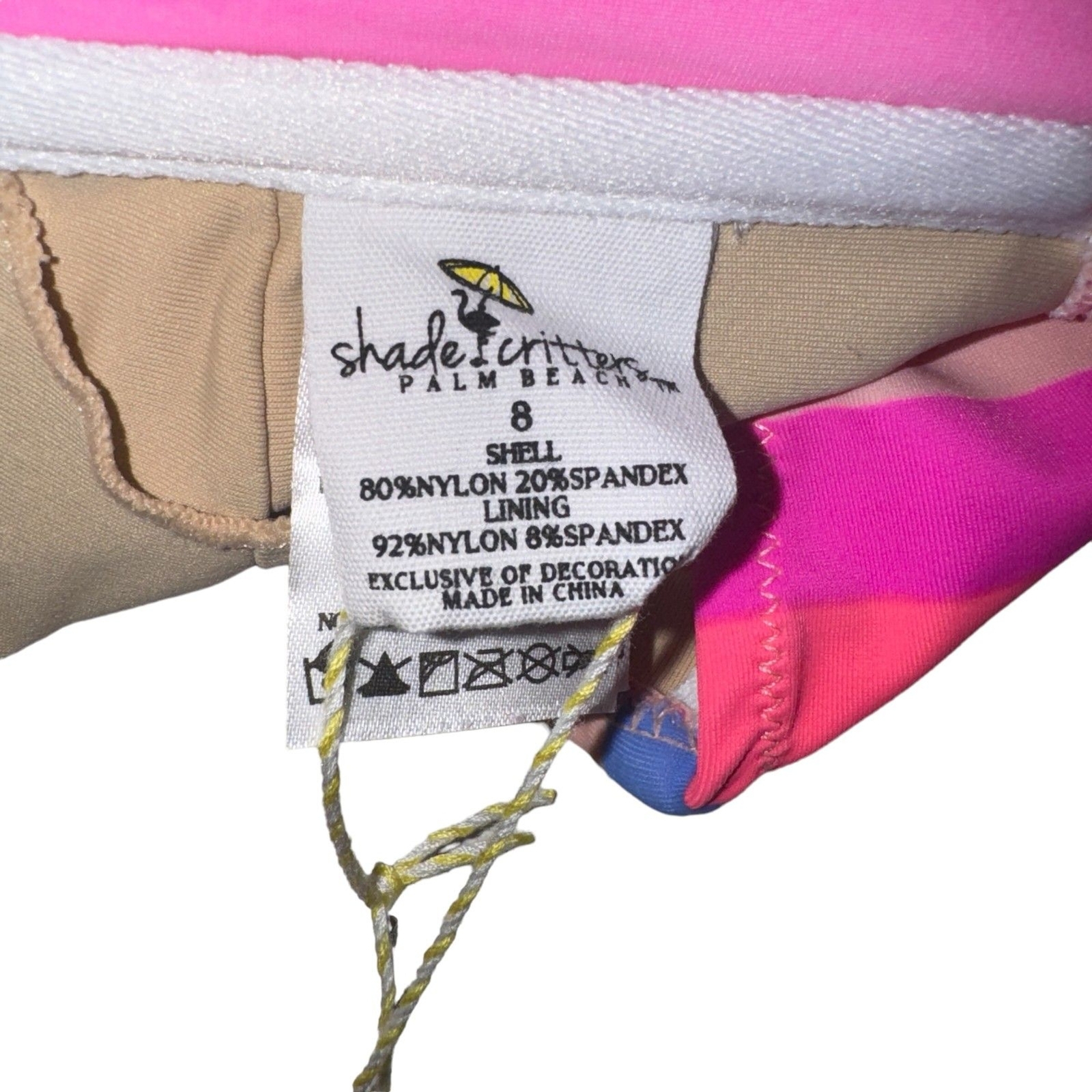 Shade Critters Women Chasing Rainbows Stripe Pink Bikini Top Size 8 New ...