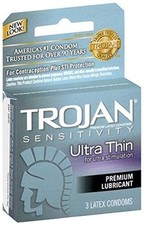 Trojan Ultra Thin Lubricated Condoms, 3 Ct Pack of 48 