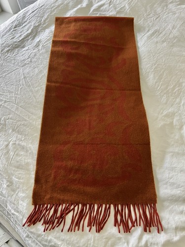 Meg Cohen 100% Cashmere Fringed Orange Rust Scarf Made in England - Picture 7 of 7