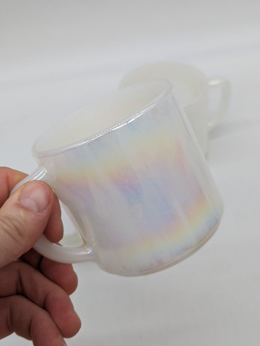 Vintage Federal Glass Moonglow Iridescent Rainbow Mugs - Lot of 3 - Picture 5 of 7