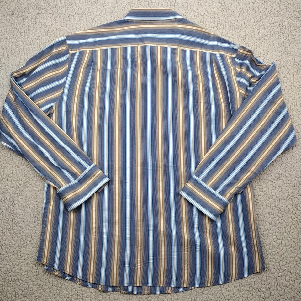 Рубашка мужская Gap XXL многоцветная вертикальная в полоску приталенная на пуговицах - Изображение 2 из 4