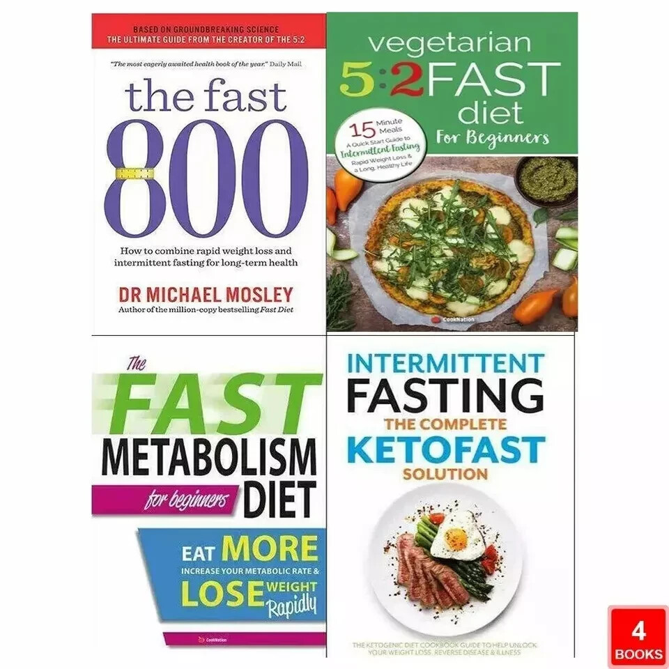 Fast 800,Vegetarian 5:2 Fast Diet Beginners,Fast Metabolism,KETOFAST 4 Books Set