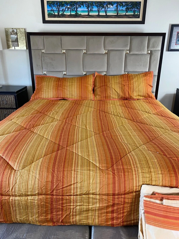Raymond Waites King Comforter 6 pc Orange striped Southwest, sunset , bedspread - Image 2 of 4