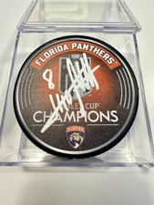 Nico Sturm Florida Panthers Autographed 2025 Stanley Cup Champions Puck NHL Case