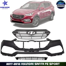 Front Bumper Cover Fascia & Grille Assembly For 2017-2018 Hyundai Santa Fe Sport