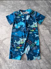 Shark Swimsuit Toddler Boys All In One Rash Guard Swim Set Blue 3-4 Years Summer