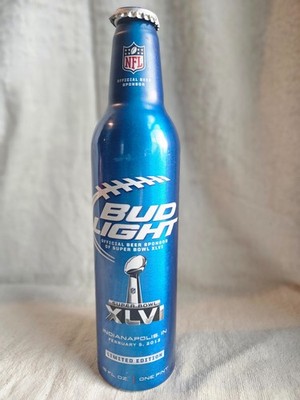 2012 Super Bowl L XLVI -Indy Colts vs Bears Bud Light LE Aluminum Beer Bottle -