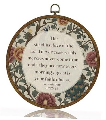 Christ Wall Art Decor, Christian Blessing Scripture Dark green-Lam.3:22 23