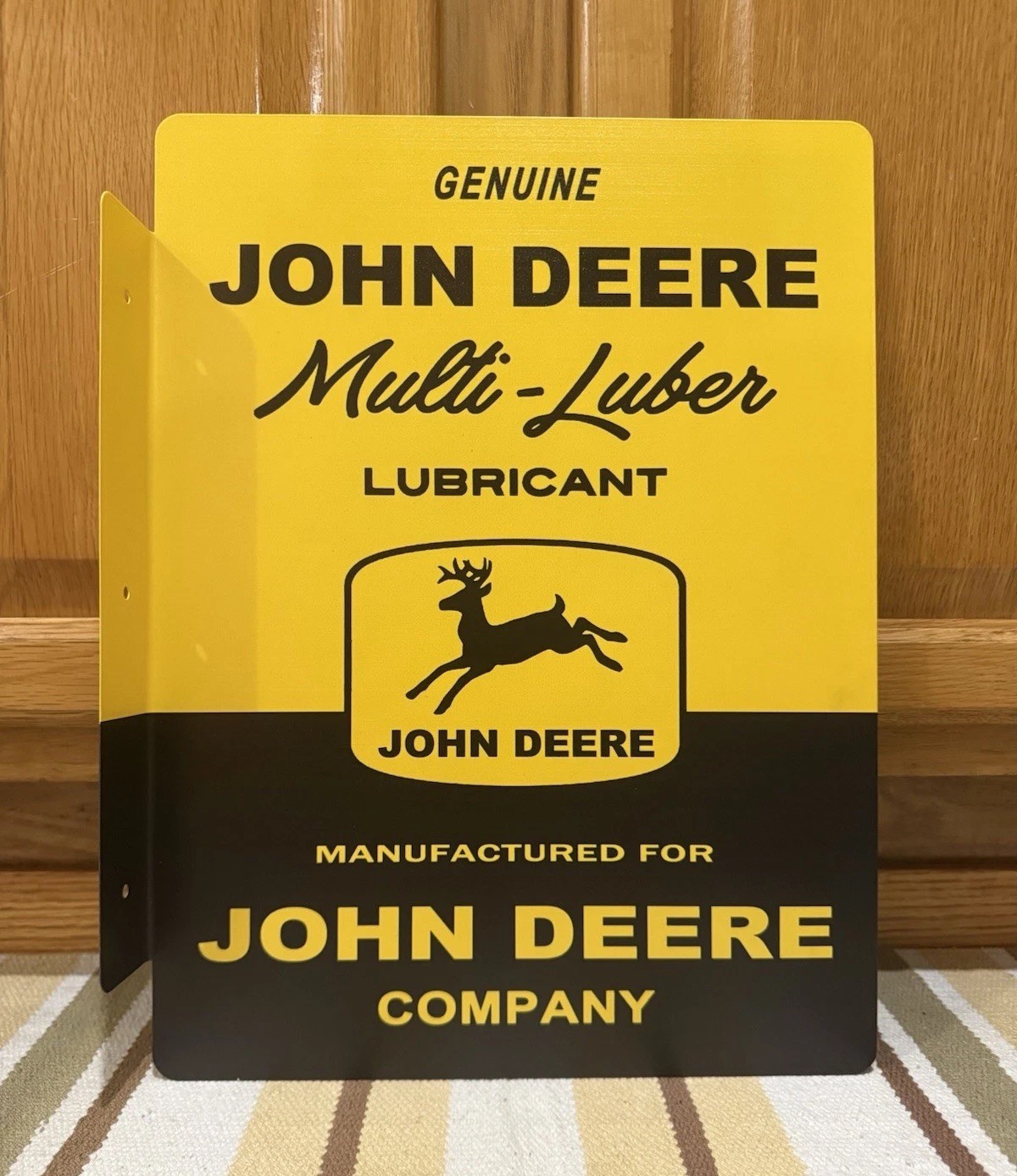 John Deere Lubricant Flange Sign Double Sided Vintage Style Wall Decor