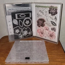 Stampin Up Happy Hibiscus Stamps Coordinating Die and Embossing Folder Bundle 