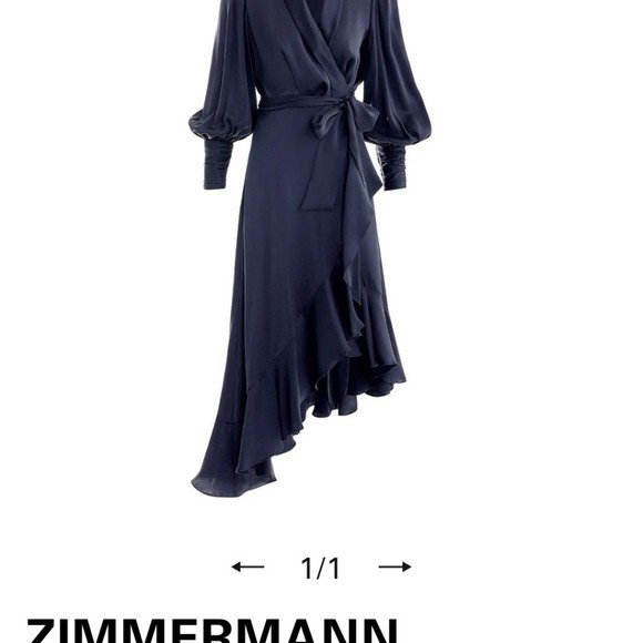 Zimmermann Black Silk Wrap Ruffle Midi dress size 1/4-6 US