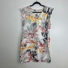 NWT C&C California Linen Floral Flutter Sleeve V Neck Mini Dress XL