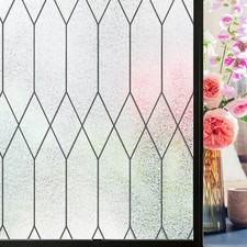 Window Privacy Film Stained Glass Static Clings, Bathroom Frosted Lea