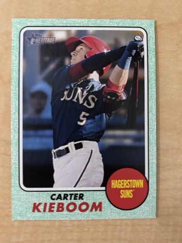 2017 Topps Heritage Minors Carter Kieboom Pre Rookie Green #'d /50 - Picture 1 of 2