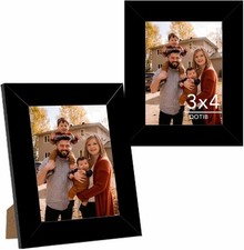 2 Packs 3X4 Picture Frame Black, Engineered Wood 3 X 4 Photo Frame, 3 by 4 Photo