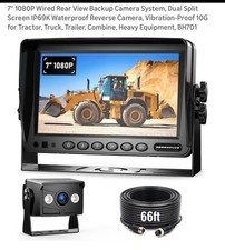 7" 1080P Wired Rear View Backup Camera System, Dual Split Screen IP69K Waterproo