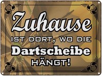 Blechschild 30X40 Cm Zuhause Wo Die Dartscheibe HäNgt Spruch Zitat Deko Geschenk