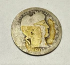 1901-O Barber Quarter. **SEMI - KEY ** 90% Silver. Good Condition. Charity. ￼