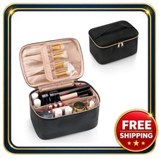 Makeup Bag 9.4x6.5x4.7 Inch Waterproof Vegan Leather Travel Cosmetic Case