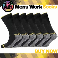 12 Pairs Mens Diabetic Work Socks Rich Cotton Wide Non Elastic Loose Top Sock