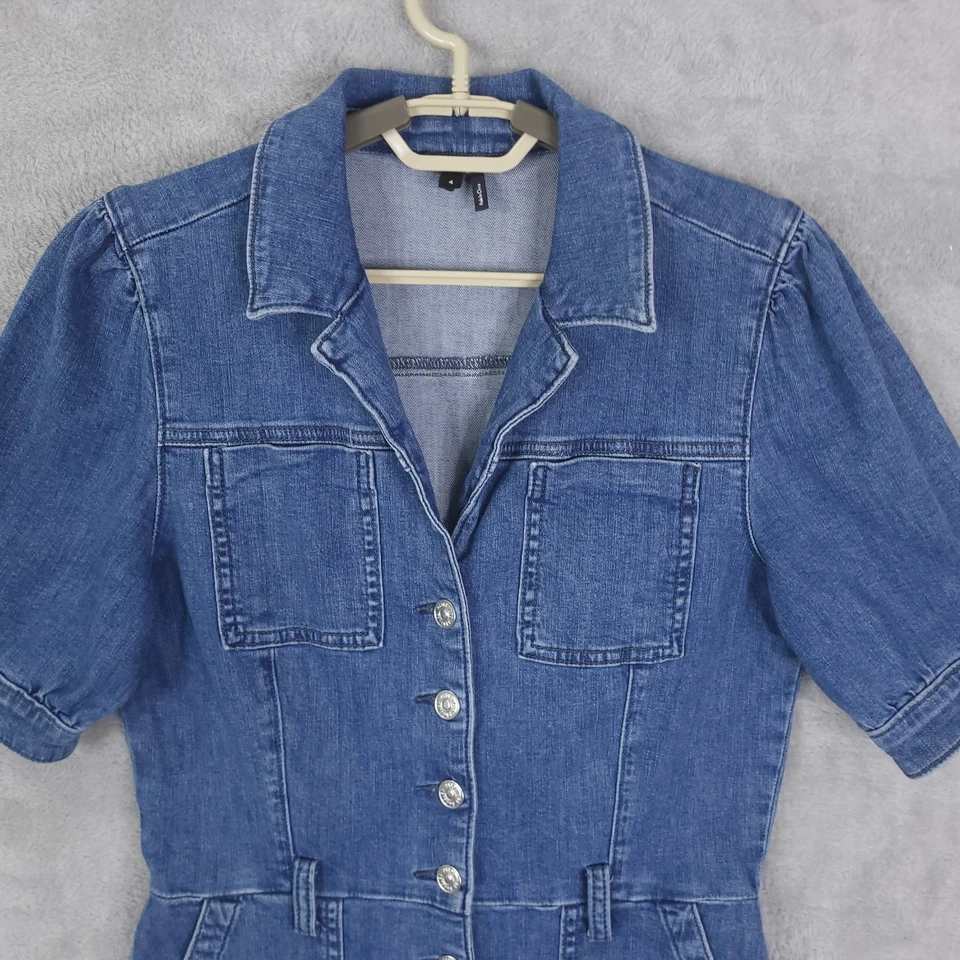 Paige Mayslie Romper Jumpsuit Womens Blue Size 4 Denim Short Sleeve Without Belt - Image 3 of 4