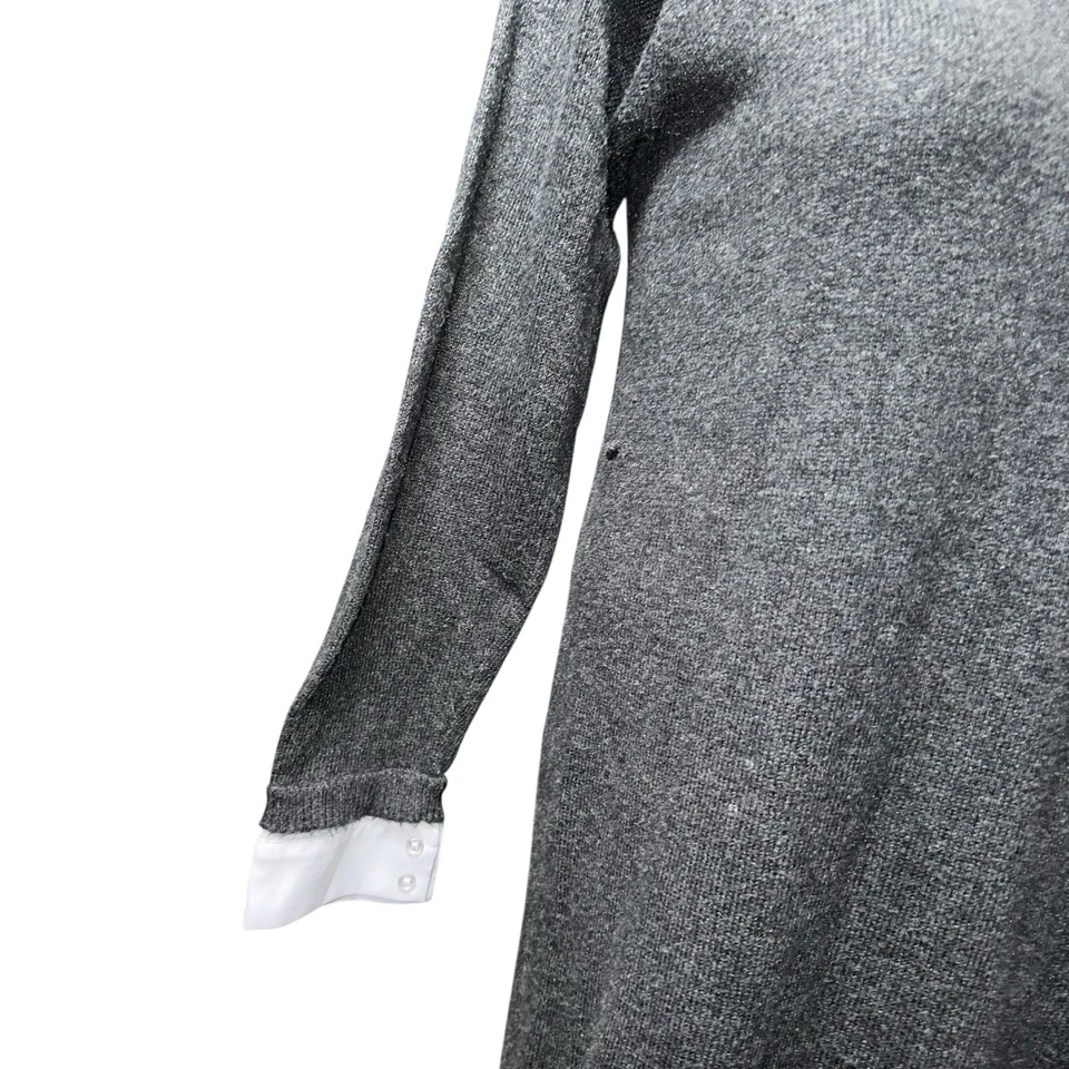 Simply Vera Vera Wang Feminino Grande Cinza Manga Longa Suéter Joelho Vestido - Imagem 3 de 4