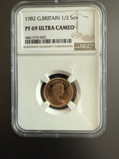 1982  Gold Half Sovereign NGC PF69 Ultra Cameo Proof Coin