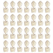 30Pcs Unfinished Wooden Flower Cutouts Reusable Wood Craft Shapes for Arts Khaki