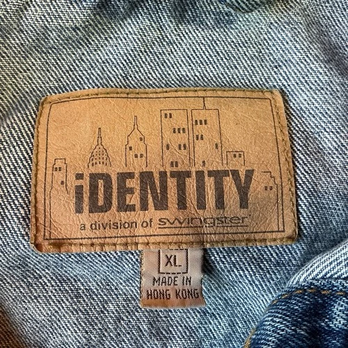 Vintage iDENTITY Men's XL Blue Denim Jacket Button Front Embroidered Logo 1140 image 2