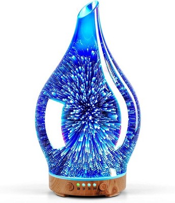 Porseme Aroma Diffuser 150ml, Handgeblasen 3D Glas Luftbefeuchter, Ultraschall