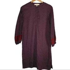 Loft burgundy print block shirt dress XS