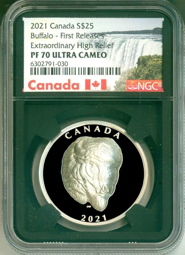 2021 Canada S$25 Buffalo Extraordinary High Relief Colorized FR NGC PF70 UC COA
