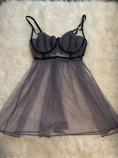 Victoria's Secret Size 36C Blue Sheer Lingerie Babydoll Nightie