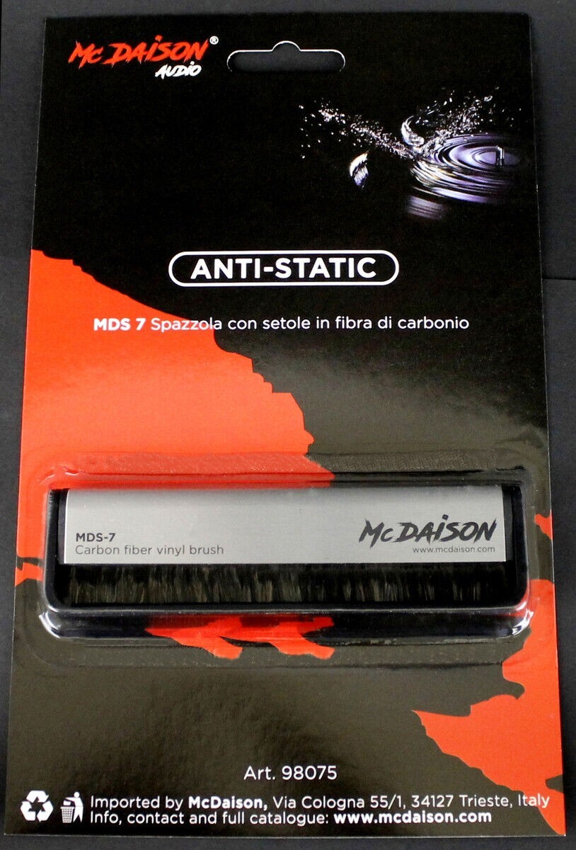 McDAISON SPAZZOLA ANTISTATICA per pulizia dischi vinile LP SETOLE fibra CARBONIO foto 4