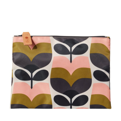 large logo stripe zip pouch