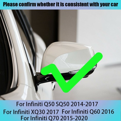 2x Side Mirror Cover Cap Replacement Black Fits 2014+ Infiniti Q50 Q60 QX30 Q70 - Picture 4 of 10