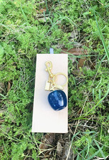 New Cherry Bag Charm Keychain Glitter Resin and Metal Brass Blue Apple