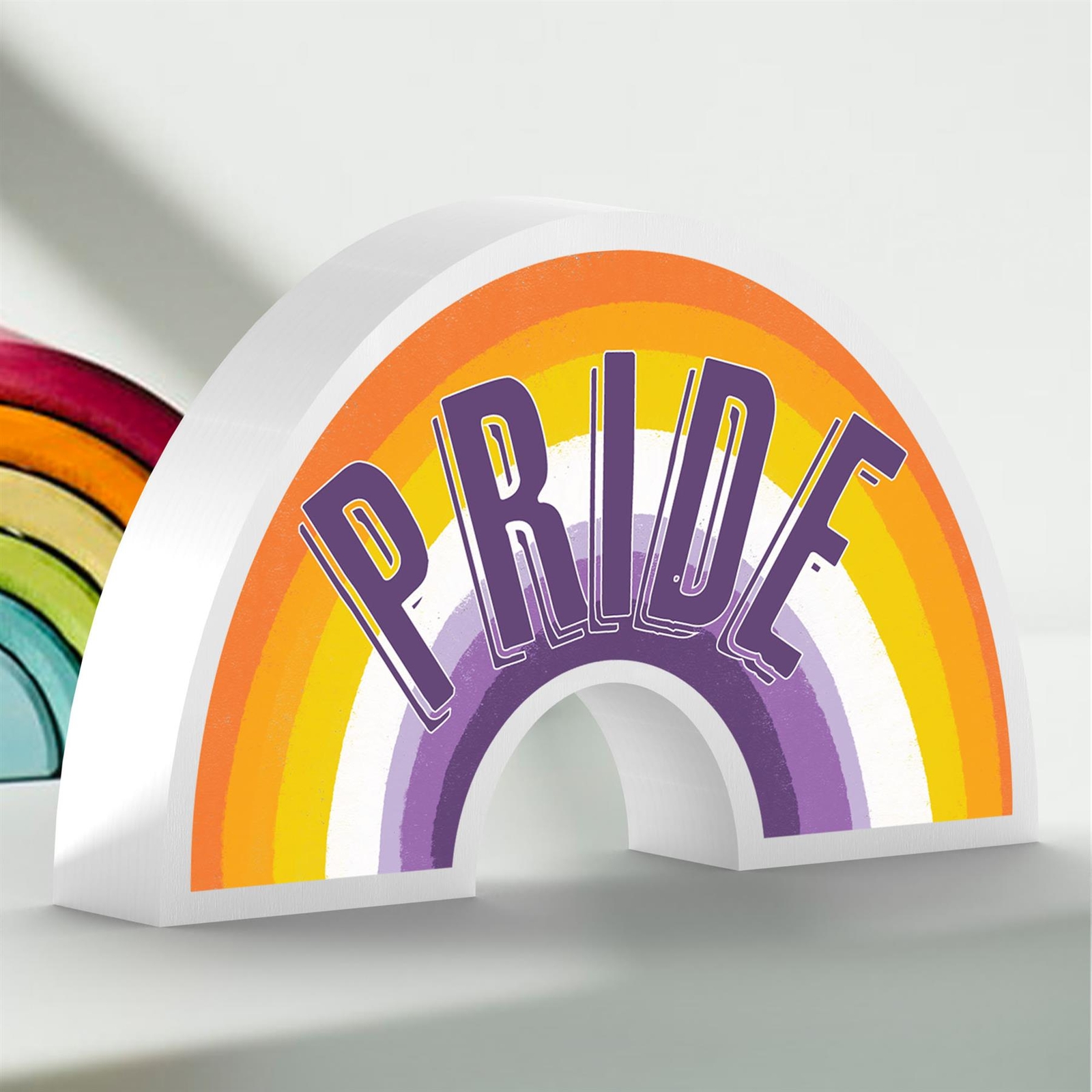 Rainbow Pride Flag Lesbian Colours Small Wooden Rainbow Block LGBTQ+ Gift