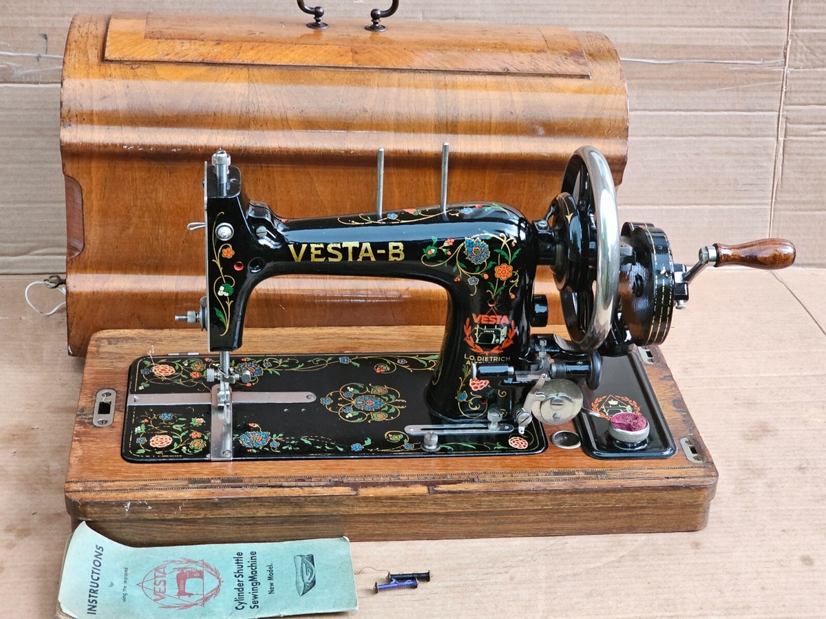 Antique Vesta B Handcrank Transverse Shuttle Sewing machine. | eBay