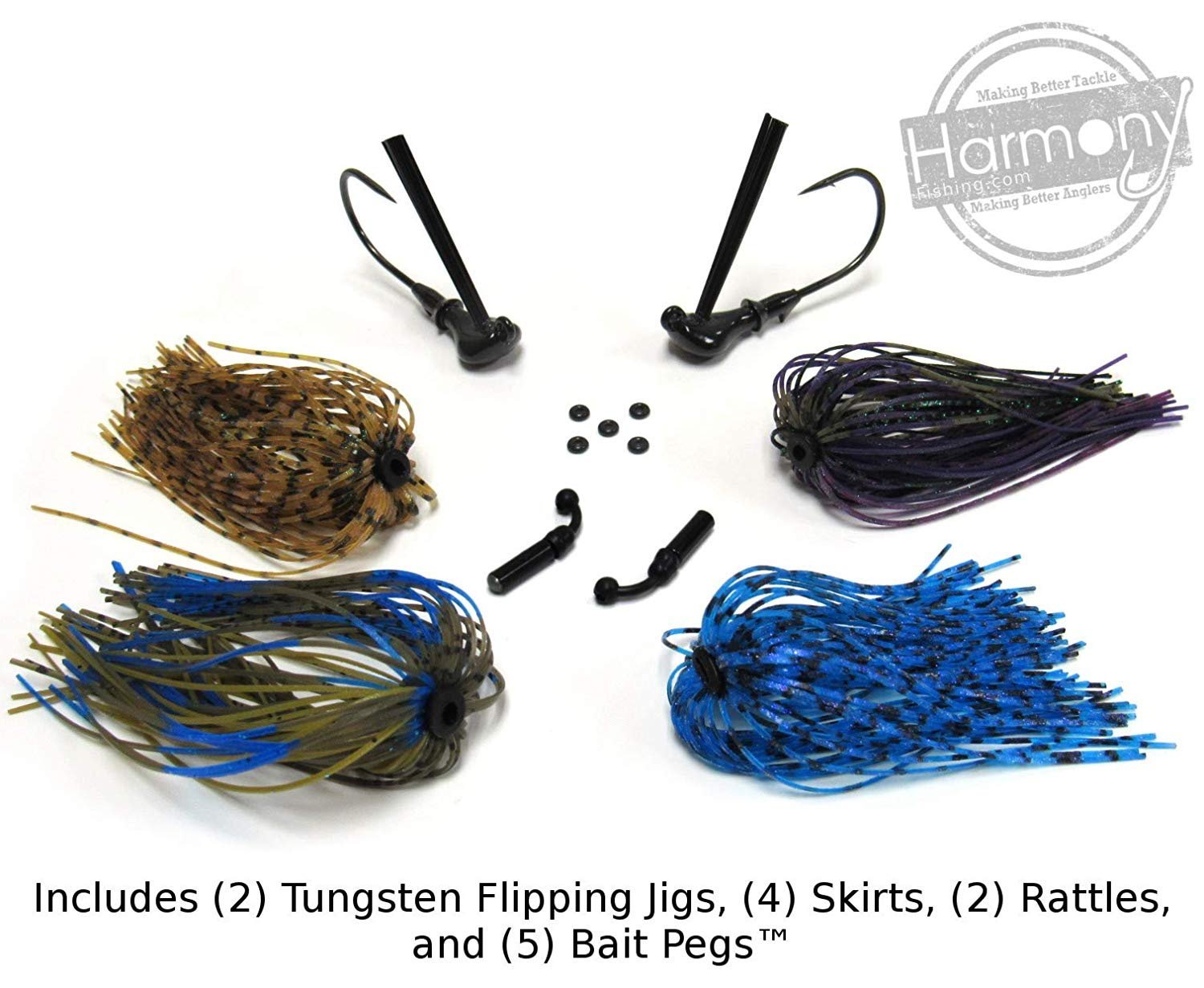 Harmony Fishing Tungsten Flipping Jigs (2 Flippin Jigs, 4 Skirts, Rattles) eBay