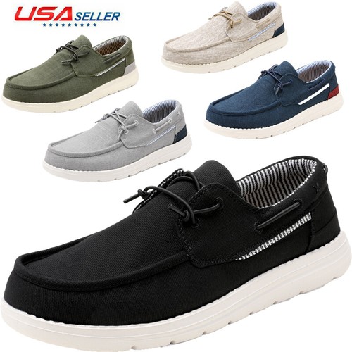 Men’s Loafers Shoes Moc toe Slip-on Canvas Lightweight Casual Boat Shoes Size US - 第 1/13 張圖片