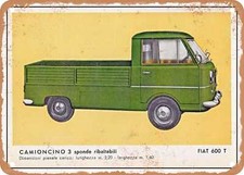 INSEGNA METALLO - 1962 Moretti pickup Fiat 600T Pubblicità d'epoca