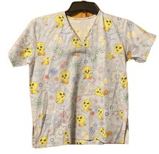 Tweety bird women  s medical scrubs small v neck short sleeve